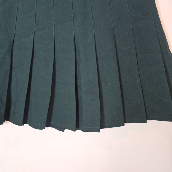 Dark Green Pleated Mini Skirt School Girl Waist 30" / 8 Medium - Picture 5 of 7